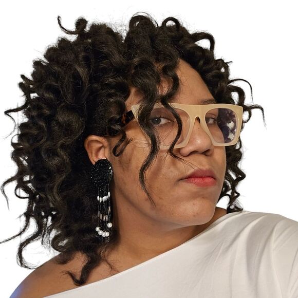 Vintage Black & Silver Sequin Beaded Fringe Clip-On Earrings | Circa 1980s-1990s - Picture 4 of 7